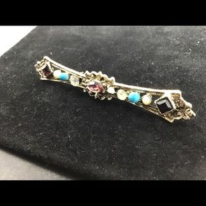 Antique Bar Brooch with Gemstones